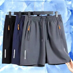 Herren Sommer ultra dünne Eis Seide Strand Casual Shorts Joggen Sport schnell trocknen männliche Reiß verschluss lose Fitness studio Sport kurze Hosen Jogging hose