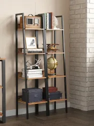 VASAGLE Standregal, Bücherregal, Leiterregal, 140/170 cm, Industrie-Design