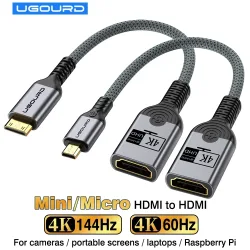 Mini-HDMI-Stecker auf HDMI-Buchse Adapter 4K144HZ 4K 120Hz Micro-HDMI-Stecker auf HDMI-Buchse Kabelkonverter Bidirektional 4K60Hz 30Hz