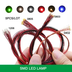 DIY Micro SMD Led Lampe Verdrahtete Led 0402 0603 0805 1206 Pre-gelötet Micro Litz Verdrahtete Chip 20cm 3V Eisenbahn Modell Szenen 5 teile/los