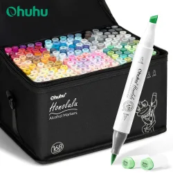 ohuhu, Ohuhu Honolulu 168 Farben Markierungsstift-Set, Alkohol-Kunstmarker, nachfüllbar, Doppelspitzen, Skizzieren, Zeichnen, Manga, Schule, Kunstbedarf