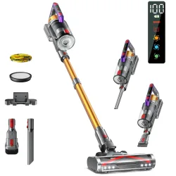 VAKERR S17 Pro 550W/55KPA Kabelloser Staubsauger, 60 Minuten Selbststehender Staubsauger für Zuhause, Anti-Verhedderungs-Stabstaubsauger