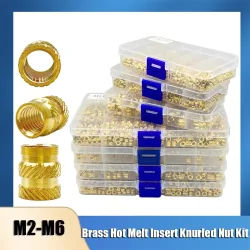 Einsatzmutter-Set M2 M2,5 M3 M4 M5 M6 Messing Hot Melt Rändelmutter Gewinde Wärmeform Doppel-Twill-Einspritzung Einbettung Kupfermutter 3D