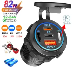 2/3/4 Port PD QC 3,0 USB Auto Ladegerät mit Voltmeter Buchse Steckdose Adapter Wasserdicht für 12V/24V Auto ATV Boot Heißer Verkauf