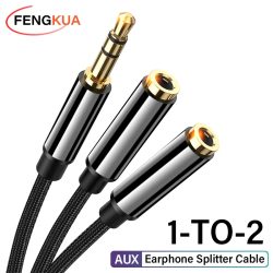 Kopfhörer-Splitter-Kabel, 3,5 mm Stecker auf 2 Buchsen, 3,5 mm Verlängerungskabel, AUX-Adapter für Telefon, Laptop, MP3-Audio-Splitter-Kabel