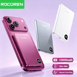 Rocoren 10000mAh Magnetische Powerbank Schnellladung 5000mAh Powerbank Tragbares Kabelloses Ladegerät Akku für iPhone 18 17 Pro Max