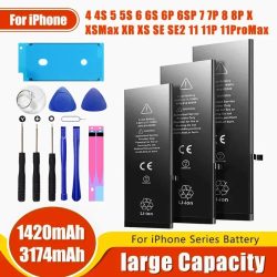 Hohe Kapazität Batterie Für iPhone 4 4S 5 5S 5C SE 2020 6 6S 7 8 SE2 Plus X XR XS 11 Pro Max Handy Pack Neue 0 Zyklus Dichtung