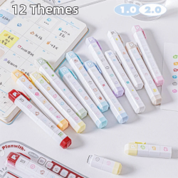 Niedlicher Cartoon To-Do-Listen-Journal-Stempel Abnehmbarer Selbstfärbender Stempelstift 6 Muster Tragbares Tagebuch-Siegel Kindergeschenk Schreibwaren