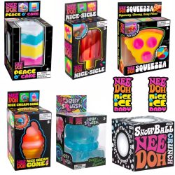 Schylling Nee Doh Nice Cube & Nice-Sicle Quetschspielzeug Sensorisches Stressabbau-Spielzeug Anti-Angst Fidget-Würfel für Konzentration ADHS