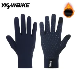 YKYWBIKE Winter-Fahrradhandschuhe Unisex Touchscreen Gepolsterte Fahrradhandschuhe Wasserabweisend Winddicht Warm Rutschfest Elastisch zum Laufen