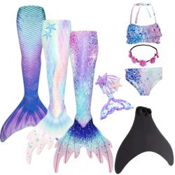 NEUE Sommer kinder Schwimmen Meerjungfrau Schwanz Meerjungfrau Kostüm Cosplay Kinder Prinzessin Party Fantasie Badeanzug Kann Monofin Fin Weihnachten