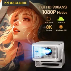 Magcubic Autofokus Android14 Projektor 4K 900Ansi 8K Nativ 1080P Hy350Max mit Wifi6 Bt5.4 16g Allwinner H726 Tragbar für den Außenbereich