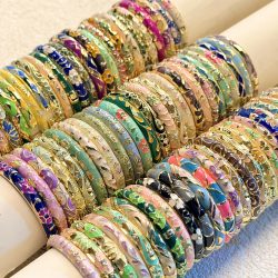 Trendiger Emaille-Vintage-Cloisonné-Armreif für Damen, böhmisches, farbenfrohes, florales Frühlingsarmband, ethnische Charms, Schmuckzubehör