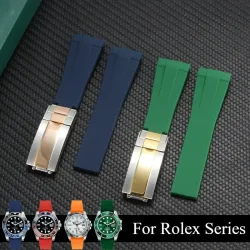 Für Rolex Submariner Yacht-Master Explorer II Serie Silikonarmband Orange Rot Weiß Anti-Rutsch-Textur Gebogenes Design 20 21 mm