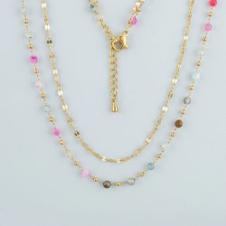 GUFEATHER, 1 Stück/Los, MH59, Halskette für Frauen, handgefertigte Natursteinkette, Edelstahl, 18 Karat vergoldet, Modeschmuck