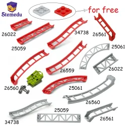 10PCS Track Achterbahn Eisenbahn Stadt Zug Technische Teil Bausteine Geschenk für Kinder Kompatibel Leduo 26022 25059 25061