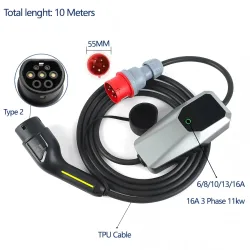 EV-Ladegerät 11 kW 22 kW DC-Schutz 16 A/32 A 3-phasig für Elektroauto 6 A-16-32 A 4/10/15 Meter tragbares Heimladegerät