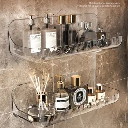 Acryli Badezimmerregal ohne Bohrer, Organizer für Dusche, Aufbewahrungsregal, Waschtisch, Kosmetik, Aufbewahrungsregal, Wandmontage, Toiletten- und Shampoo-Halter