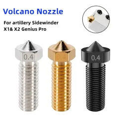 Vulkandüse für Artillery Sidewinder X1 & X2 Genius Pro Vyper Kobra Plus, max. 1,75 mm Filament M6 Gewinde Hotend Messingdüsen