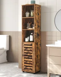 VASAGLE Hochschrank fürs Badezimmer, hoher Badezimmerschrank, Badregal stehend, mit 3 offenen Fächern und 2 verstellbaren