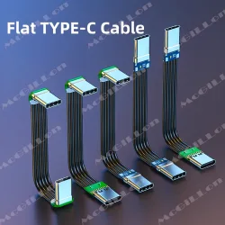 Flaches Silikonkabel vom Typ C auf USB-C mit abgewinkeltem Ladekabel links/rechts nach oben/unten, unterstützt 60 W, 480 m, schnelle Geschwindigkeit und mehreren Längen