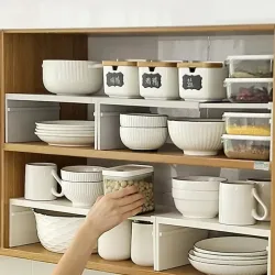 1/2 stücke Küche Dehnbare Schrank Regal Schrank Getrennt Lagerung Rack Arbeitsplatte Organizer Gewürz Organizer Regal Sparen Platz