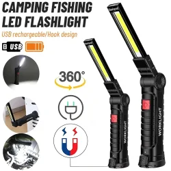 LED COB Taschenlampe USB wiederaufladbare Taschenlampe Inspektionslampe mit Magnet, Haken 360 °   Drehbare, leichte Notfall-Arbeitslampe für den Außenbereich