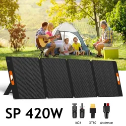 420W Tragbares Solarpanel 400W Leichtgewichtig 17KG Faltbare Solarmodule mit Verstellbarem Ständer IP68 Wasserdichtes Solarladegerät