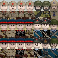 MOC WW2 Sowjetische Panzersoldaten Figuren Bausteine Militär Rote Armee Marine Infanterie PPSH Waffen Offizier Bausteine Spielzeug Geschenk