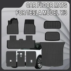 2019-2025 Kofferraummatte für Tesla Model Y Model 3 High Land Bodenmatte Gepäckmatte TPE Wasserdicht Rutschfest Set Bodenbelag
