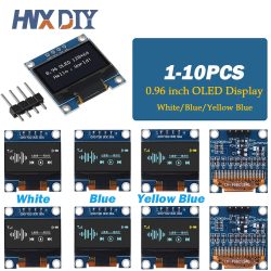1-10 Stück 0,96 Zoll IIC Seriell Weiß/Blau/Gelb Blau OLED-Anzeigemodul 128X64 I2C SSD1306 12864 LCD-Bildschirmplatine für Arduino