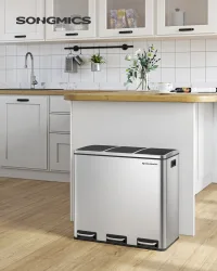 SONGMICS Mülleimer, Mülltrennsystem, 3 x 18 L, ergonomisch, 3 Fächer