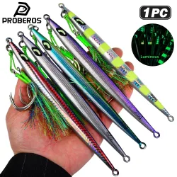 Proberos 1 Stück Simulierter 3D-Fischschuppen-Hardbait, schnell sinkender, leuchtender Metall-Jigging-Köder 60g-200g mit Haken, Bass- und Meerwasserköder