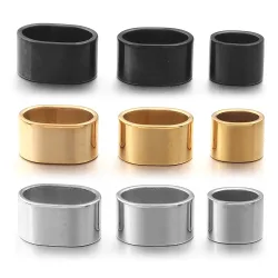 6 Stück flache Edelstahl-Rohr-Schieberperlen, Positionsperlen, großes Loch, Metallperlen, DIY-Lederarmband-Verschlüsse für die Schmuckherstellung