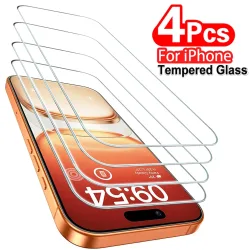 4 Stück Panzerglas für iPhone 13 18 17 16 15 14 12 11 Pro Max XR X HD-Definition Displayschutzfolie mit oleophober Beschichtung