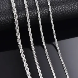 1 Stück 925 Sterling Silber Breite 2 mm/3 mm/4 mm Seilkette Halskette/Armband für Männer Frauen Mann Mode Kette Halskette