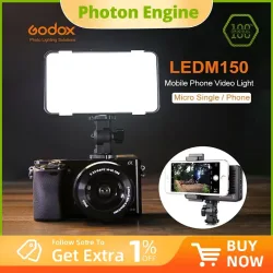 Godox LEDM150 5600K Handy-LED-Videoleuchte, helles Panel mit eingebautem wiederaufladbarem Akku (USB-Stromladung)