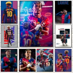 Fußball-Poster L-Lamine Y-YaS Poster Wandkunstdruck Geeignet für Wohnzimmer Schlafzimmer Bar Salon Heimdekoration Geschenk
