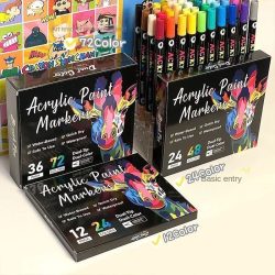 Professionelle Kunstverwendung: 48-Farben-Acrylfarben-Marker, Stifte mit feiner Doppelspitze und Pinselspitze, geeignet für Stein, Holz, Kalligraphie