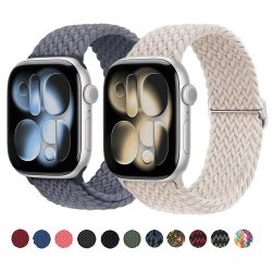 Geflochtene Armbänder für Apple Watch Band 44/42/45/49/46/40/41 mm, elastisches, verstellbares Nylonarmband, iWatch-Serie 11, 10, 9, 8, SE, 7, Ultra3