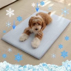 Neue Sommer-Eisseide Kühlmatte für Haustiere, Dicke Atmungsaktive Hundedecke, Rutschfeste Waschbare Kühlunterlage für Mittelgroße und Große Hunde und Katzen