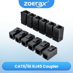 ZOERAX RJ45 Cat6 Cat5e Keystone-Koppler, Buchse auf Buchse Cat6 Cat5e Keystone-Buchse, UTP Keystone-Kopplungseinsatz, Schwarz