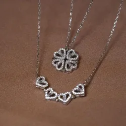 1pc Herzförmige Vierblättriges Kleeblatt Anhänger Halskette Schmuck Zirkon Frauen Liebe Schlüsselbein Kette Geschenke Öffnende ChokerJewelry