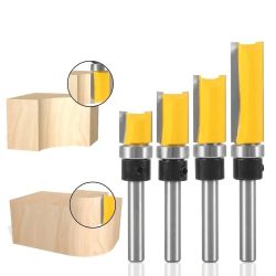 4 Stück, 1/4-Zoll-Schaftlager-Fräser mit geführtem Muster ? Kantenbesatz für Holzbearbeitung mit zweischneidigem geradem Schneider