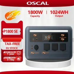OSCAL P1800 SE Powerstation für Energiespeicherung, 1800 W, 1024 Wh; eine tragbare Solarbatterie für den Außenbereich, Camping und Zuhause.