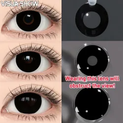 Visuashow schwarze Kontaktlinsen, Kosmetik, farbige Kontaktlinsen, 2 Stück, für den jährlichen Gebrauch, farbige Kontaktlinsen mit kleiner Pupille für Cosplay-Make-up