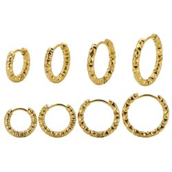 6 stücke 8/10/12/14mm Kein Verblassen Edelstahl Runde Präge Ohr Ringe Hoop Ohrringe für Frauen weibliche Mädchen Korea Mode Schmuck