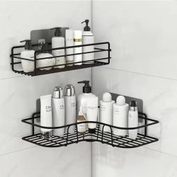 Bad Lieferungen Schwimmende Wand Regal Metall Organizer Warenkorb Badezimmer Dusche Vorhang Küche Lagerung Organisatoren Kommode