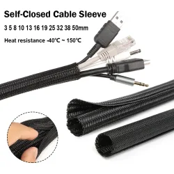 2/5/8/10M Kabelschlauch 3mm - 50mm Selbstschließend PET Geflochten Erweiterbarer Auto-Kabelschutz Split-Schlauch Kabelummantelung Organizer