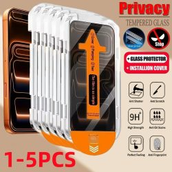 ?   1-5PCS Staubfreie Installation Privatsphäre Gehärtetes Glas Für iPhone17 16 15 14 13 12 11 Pro Max XR XS Anti-spion Displayschutzfolie